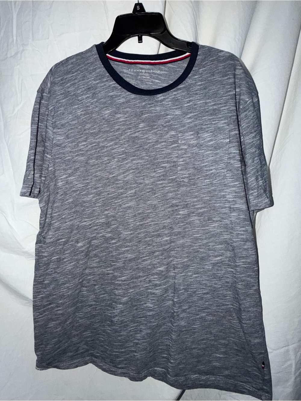 Tommy Hilfiger Heather Gray Short Sleeve Crew Tee with Navy Trim